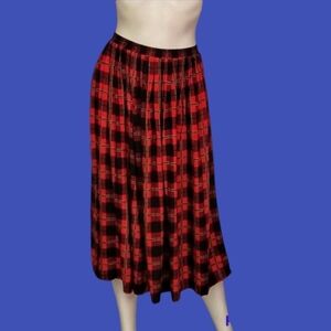 Vtg 1990s Plaid Elastic Waist Preppy Grunge Accordian Pleated Holiday Skirt